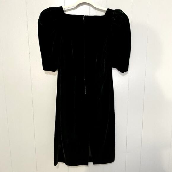 Vintage 80s Cachet by Bari Protas Green Velvet Evening Midi Dress 7/8 - Picture 5 of 8